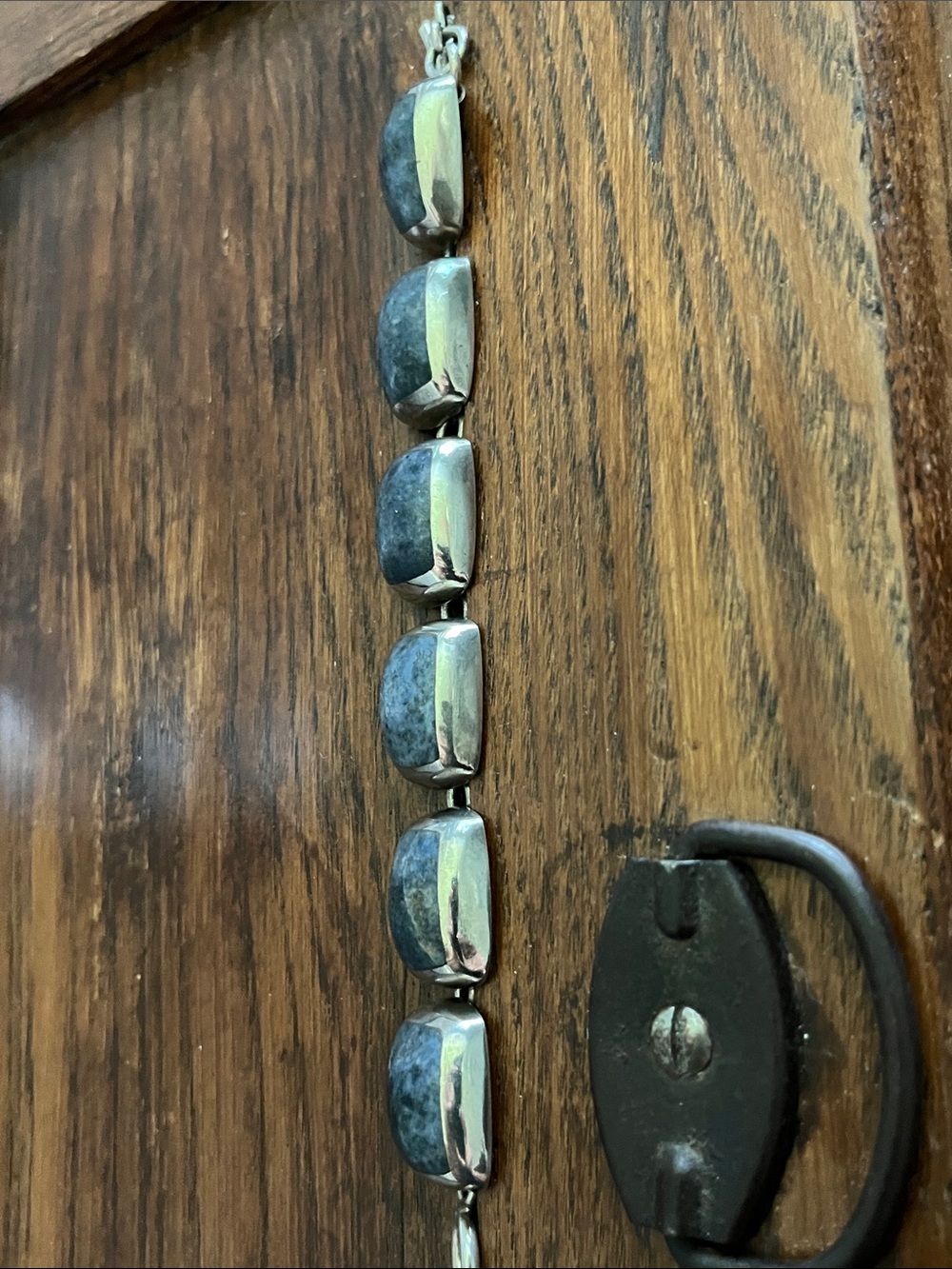 Taxco Silver Bracelet with Blue-Grey Stones - Picture 6 of 13